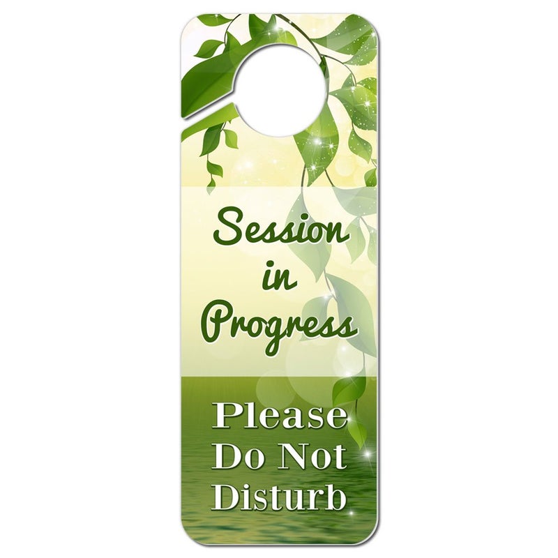 GRAPHICS & MORE Session in Progress Please Do Not Disturb Plastic Door Knob Hanger Warning Room Sign - Forsythia Flowers - Image 1